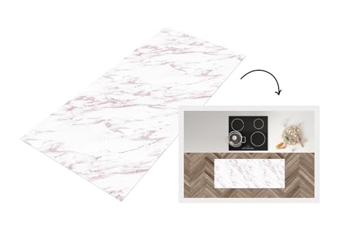 KitchenYeah© Küchenläufer 120x50 cm Antirutschmatte Küche Küchenmatte Kitchen Floor Mat Waschbar rutschfest Küchenbodenmatte Läufer Anti Rutsch Marmor - Weiß - Muster von KitchenYeah