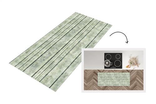 KitchenYeah© Küchenläufer 120x50 cm Antirutschmatte Küche Küchenmatte Kitchen Floor Mat Waschbar rutschfest Küchenbodenmatte Läufer Anti Rutsch Vintage - Holz - Muster - Regal von KitchenYeah