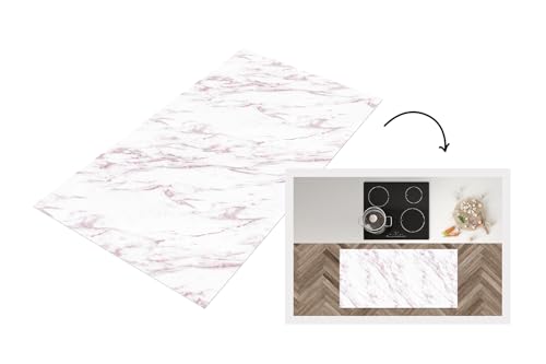 KitchenYeah© Küchenläufer 120x60 cm Antirutschmatte Küche Küchenmatte Kitchen Floor Mat Waschbar rutschfest Küchenbodenmatte Läufer Anti Rutsch Marmor - Weiß - Muster von KitchenYeah