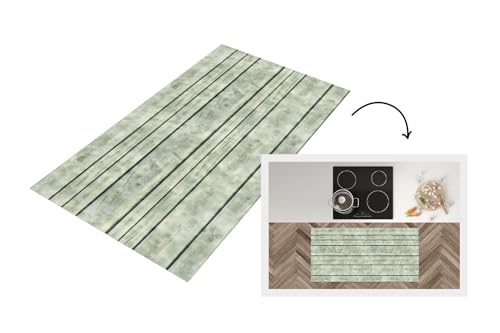 KitchenYeah© Küchenläufer 120x60 cm Antirutschmatte Küche Küchenmatte Kitchen Floor Mat Waschbar rutschfest Küchenbodenmatte Läufer Anti Rutsch Vintage - Holz - Muster - Regal von KitchenYeah