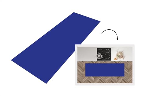KitchenYeah© Küchenläufer 150x50 cm Anti Rutsch Matte Küche Küchenmatte Boden Kitchen Mat Läufer Waschbar rutschfest Waschbarer Waterproof Blau - Einfarbig - Dunkelblau von KitchenYeah