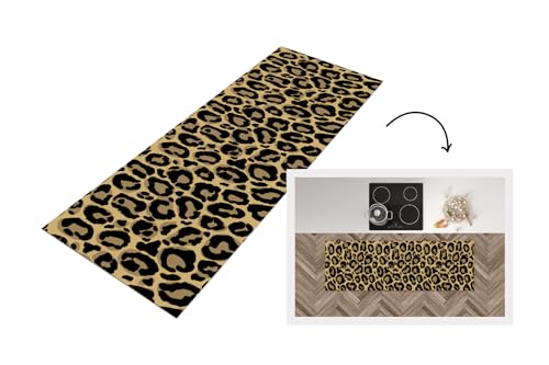 KitchenYeah© Küchenläufer 180x60 cm Anti Rutsch Matte Küche Küchenmatte Boden Kitchen Mat Läufer Waschbar rutschfest Waschbarer Waterproof Leopardenmuster – Muster – Leopard von KitchenYeah