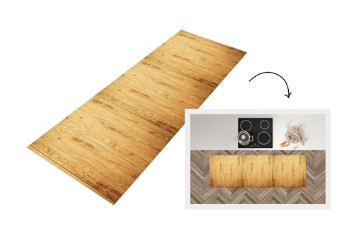 KitchenYeah© Küchenläufer 180x60 cm Antirutschmatte Küche Küchenmatte Kitchen Floor Mat Waschbar rutschfest Küchenbodenmatte Läufer Anti Rutsch Muster - Regale - Natur von KitchenYeah