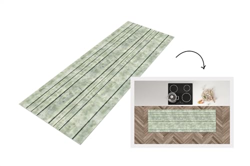 KitchenYeah© Küchenläufer 180x60 cm Antirutschmatte Küche Küchenmatte Kitchen Floor Mat Waschbar rutschfest Küchenbodenmatte Läufer Anti Rutsch Vintage - Holz - Muster - Regal von KitchenYeah