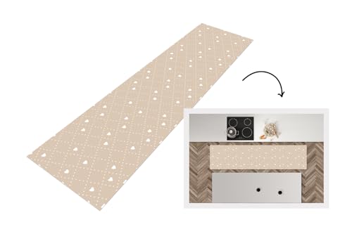 KitchenYeah© Küchenläufer 200x50 cm Antirutschmatte Küche Küchenmatte Kitchen Floor Mat Waschbar rutschfest Küchenbodenmatte Läufer Anti Rutsch Herz - Design - Geometrie - Muster von KitchenYeah
