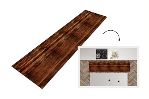 KitchenYeah© Küchenläufer 240x60 cm Anti Rutsch Matte Küche Küchenmatte Boden Kitchen Mat Läufer Waschbar rutschfest Waschbarer Waterproof Hartholz - Robust - Muster von KitchenYeah