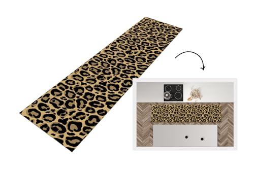 KitchenYeah© Küchenläufer 240x60 cm Anti Rutsch Matte Küche Küchenmatte Boden Kitchen Mat Läufer Waschbar rutschfest Waschbarer Waterproof Leopardenmuster – Muster – Leopard von KitchenYeah