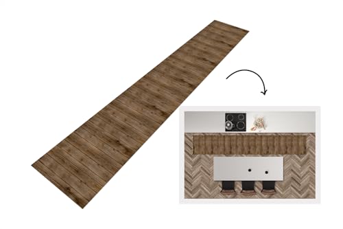 KitchenYeah© Küchenläufer 300x50 cm Anti Rutsch Matte Küche Küchenmatte Boden Kitchen Mat Läufer Waschbar rutschfest Waschbarer Waterproof Holz - Natur - Muster von KitchenYeah
