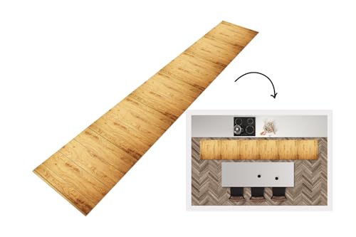 KitchenYeah© Küchenläufer 300x50 cm Antirutschmatte Küche Küchenmatte Kitchen Floor Mat Waschbar rutschfest Küchenbodenmatte Läufer Anti Rutsch Muster - Regale - Natur von KitchenYeah