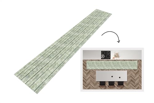 KitchenYeah© Küchenläufer 300x50 cm Antirutschmatte Küche Küchenmatte Kitchen Floor Mat Waschbar rutschfest Küchenbodenmatte Läufer Anti Rutsch Vintage - Holz - Muster - Regal von KitchenYeah