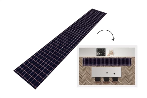 KitchenYeah© Küchenläufer 360x60 cm Anti Rutsch Matte Küche Küchenmatte Boden Kitchen Mat Läufer Waschbar rutschfest Waschbarer Waterproof Decke - Muster - Blau - Rosa von KitchenYeah