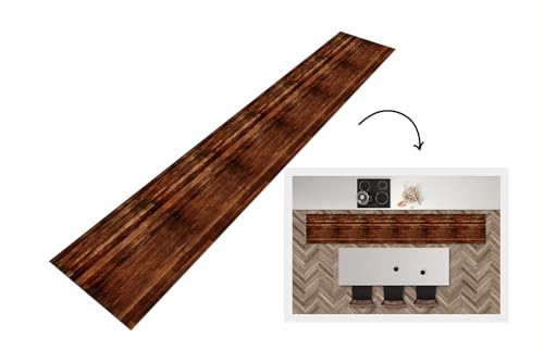 KitchenYeah© Küchenläufer 360x60 cm Anti Rutsch Matte Küche Küchenmatte Boden Kitchen Mat Läufer Waschbar rutschfest Waschbarer Waterproof Hartholz - Robust - Muster von KitchenYeah