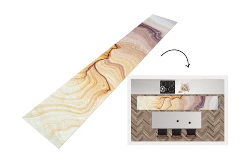KitchenYeah© Küchenläufer 360x60 cm Anti Rutsch Matte Küche Küchenmatte Boden Kitchen Mat Läufer Waschbar rutschfest Waschbarer Waterproof Marmor - Textur - Sandstein - Gold - Marmoroptik von KitchenYeah