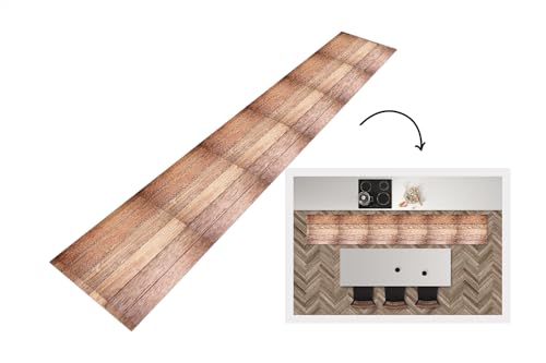 KitchenYeah© Küchenläufer 360x60 cm Antirutschmatte Küche Küchenmatte Kitchen Floor Mat Waschbar rutschfest Küchenbodenmatte Läufer Anti Rutsch Eichenholz - Bretter - Muster von KitchenYeah