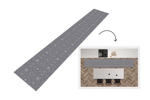 KitchenYeah© Küchenläufer 360x60 cm Antirutschmatte Küche Küchenmatte Kitchen Floor Mat Waschbar rutschfest Küchenbodenmatte Läufer Anti Rutsch Mandala - Blau - Muster - Abstrakt von KitchenYeah