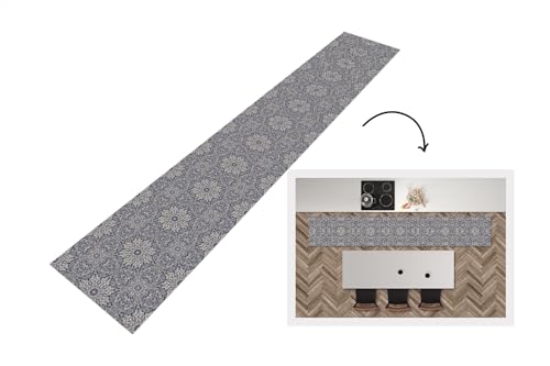 KitchenYeah© Küchenläufer 360x60 cm Antirutschmatte Küche Küchenmatte Kitchen Floor Mat Waschbar rutschfest Küchenbodenmatte Läufer Anti Rutsch Mandala - Blumen - Vintage - Muster von KitchenYeah