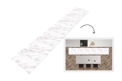 KitchenYeah© Küchenläufer 360x60 cm Antirutschmatte Küche Küchenmatte Kitchen Floor Mat Waschbar rutschfest Küchenbodenmatte Läufer Anti Rutsch Marmor - Weiß - Muster von KitchenYeah