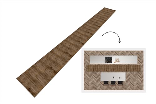 KitchenYeah© Küchenläufer 400x50 cm Anti Rutsch Matte Küche Küchenmatte Boden Kitchen Mat Läufer Waschbar rutschfest Waschbarer Waterproof Holz - Natur - Muster von KitchenYeah