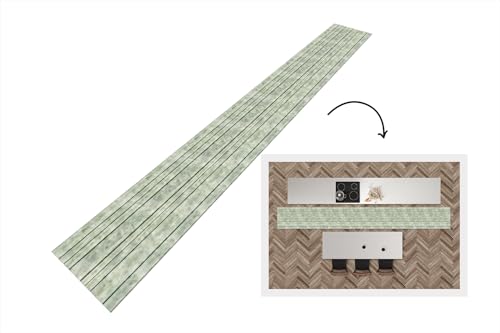 KitchenYeah© Küchenläufer 400x50 cm Antirutschmatte Küche Küchenmatte Kitchen Floor Mat Waschbar rutschfest Küchenbodenmatte Läufer Anti Rutsch Vintage - Holz - Muster - Regal von KitchenYeah