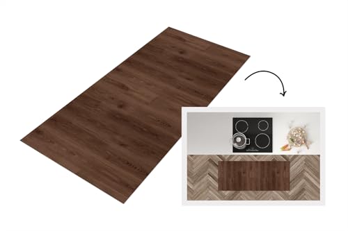 KitchenYeah© Läufer Küche 120x50 cm Küchenläufer Küchenmatte Waschbar rutschfest Kitchen Runner Antirutschmatten Matt Floor Waterproof Küchen Braun - Muster - Holz von KitchenYeah