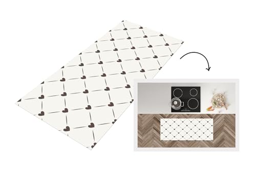 KitchenYeah© Läufer Küche 120x50 cm Küchenläufer Küchenmatte Waschbar rutschfest Kitchen Runner Antirutschmatten Matt Floor Waterproof Küchen Design - Geometrie - Muster - Herz von KitchenYeah