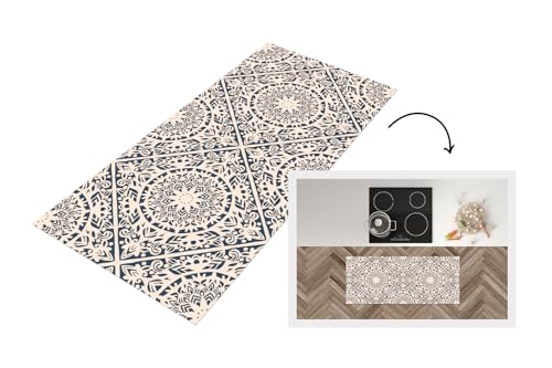 KitchenYeah© Läufer Küche 120x50 cm Küchenläufer Küchenmatte Waschbar rutschfest Kitchen Runner Antirutschmatten Matt Floor Waterproof Küchen Design - Ornament - Vintage - Retro von KitchenYeah