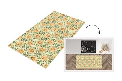 KitchenYeah© Läufer Küche 120x60 cm Küchenläufer Küchenmatte Waschbar rutschfest Kitchen Runner Antirutschmatten Matt Floor Waterproof Küchen Boho - Muster - Mandala - Blumen von KitchenYeah