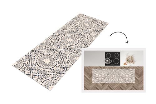 KitchenYeah© Läufer Küche 180x60 cm Küchenläufer Küchenmatte Waschbar rutschfest Kitchen Runner Antirutschmatten Matt Floor Waterproof Küchen Design - Ornament - Vintage - Retro von KitchenYeah