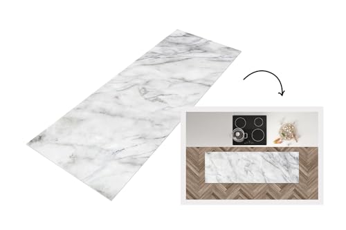 KitchenYeah© Läufer Küche 180x60 cm Küchenläufer Küchenmatte Waschbar rutschfest Kitchen Runner Antirutschmatten Matt Floor Waterproof Küchen Marmor - Stein - Muster von KitchenYeah