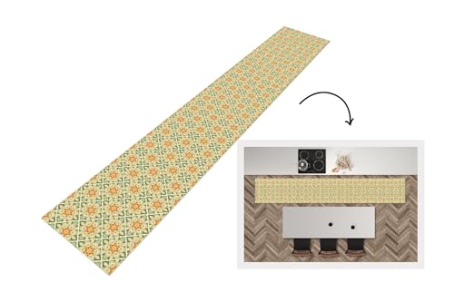 KitchenYeah© Läufer Küche 300x50 cm Küchenläufer Küchenmatte Waschbar rutschfest Kitchen Runner Antirutschmatten Matt Floor Waterproof Küchen Boho - Muster - Mandala - Blumen von KitchenYeah