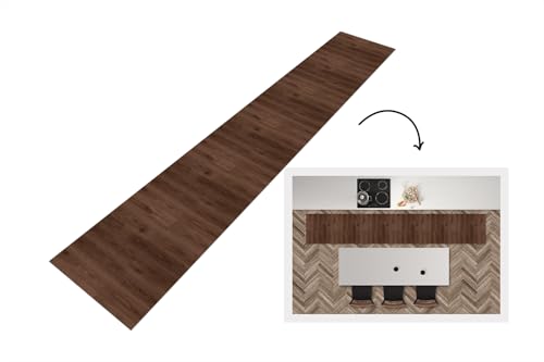 KitchenYeah© Läufer Küche 300x50 cm Küchenläufer Küchenmatte Waschbar rutschfest Kitchen Runner Antirutschmatten Matt Floor Waterproof Küchen Braun - Muster - Holz von KitchenYeah