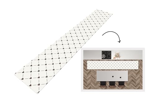 KitchenYeah© Läufer Küche 360x60 cm Küchenläufer Küchenmatte Waschbar rutschfest Kitchen Runner Antirutschmatten Matt Floor Waterproof Küchen Design - Geometrie - Muster - Herz von KitchenYeah