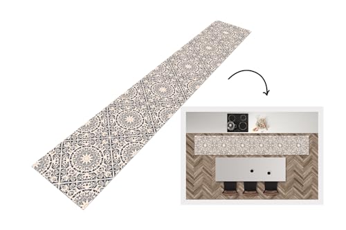 KitchenYeah© Läufer Küche 360x60 cm Küchenläufer Küchenmatte Waschbar rutschfest Kitchen Runner Antirutschmatten Matt Floor Waterproof Küchen Design - Ornament - Vintage - Retro von KitchenYeah