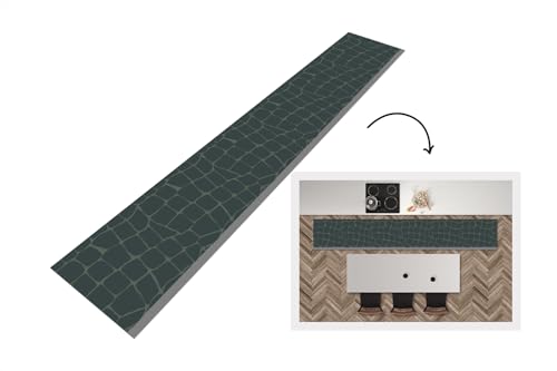 KitchenYeah© Läufer Küche 360x60 cm Küchenläufer Küchenmatte Waschbar rutschfest Kitchen Runner Antirutschmatten Matt Floor Waterproof Küchen Krokodil - Reptilien - Muster - Grau von KitchenYeah