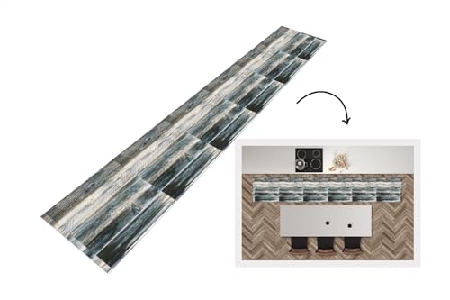 KitchenYeah© Läufer Küche 360x60 cm Küchenläufer Küchenmatte Waschbar rutschfest Kitchen Runner Antirutschmatten Matt Floor Waterproof Küchen Vintage - Muster - Holz von KitchenYeah