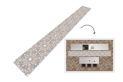 KitchenYeah© Läufer Küche 400x50 cm Küchenläufer Küchenmatte Waschbar rutschfest Kitchen Runner Antirutschmatten Matt Floor Waterproof Küchen Design - Ornament - Vintage - Retro von KitchenYeah