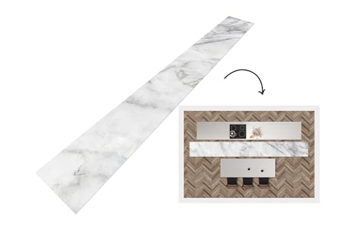 KitchenYeah© Läufer Küche 400x50 cm Küchenläufer Küchenmatte Waschbar rutschfest Kitchen Runner Antirutschmatten Matt Floor Waterproof Küchen Marmor - Stein - Muster von KitchenYeah