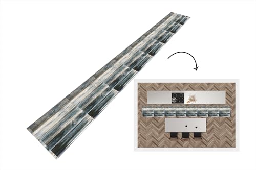 KitchenYeah© Läufer Küche 400x50 cm Küchenläufer Küchenmatte Waschbar rutschfest Kitchen Runner Antirutschmatten Matt Floor Waterproof Küchen Vintage - Muster - Holz von KitchenYeah