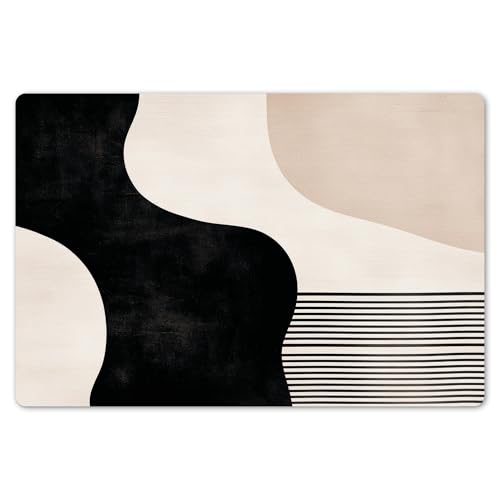 KitchenYeah© Platzsets Abwaschbar 6-Teilig 45x30 cm Tischsets Platzdeckchen Platzset Unterlage Tischset Esstisch Edle Tischunterlage Placemat Abstrakt - Japandi - Beige - Modern von KitchenYeah