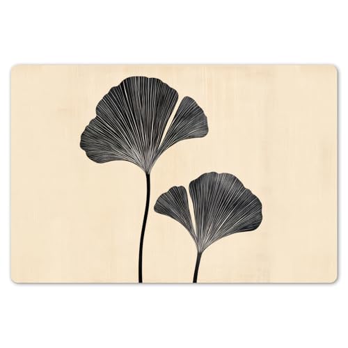 KitchenYeah© Platzsets Abwaschbar 6-Teilig 45x30 cm Tischsets Platzdeckchen Platzset Unterlage Tischset Esstisch Edle Tischunterlage Placemat Blätter - Minimalistisch - Schwarz von KitchenYeah