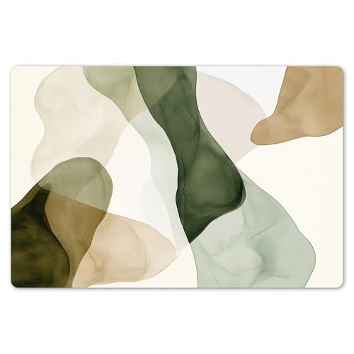 KitchenYeah© Platzsets Abwaschbar 6-Teilig 45x30 cm Tischsets Platzdeckchen Platzset Unterlage Tischset Esstisch Edle Tischunterlage Placemat Japandi - Abstrakt - Grün von KitchenYeah