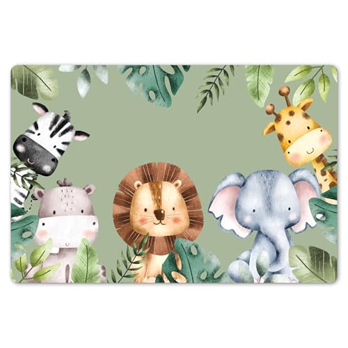 KitchenYeah© Platzsets Abwaschbar 6-Teilig 45x30 cm Tischsets Platzdeckchen Platzset Unterlage Tischset Esstisch Edle Tischunterlage Placemat Tiere - Aquarell - Kind - Natur von KitchenYeah