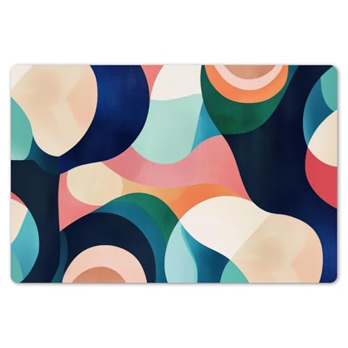KitchenYeah© Platzsets Abwaschbar 6-Teilig 45x30 cm Tischsets Platzdeckchen rutschfeste Platzset Unterlage Tisch Set Esstisch Modern Placemats Abstrakt - Blau - Rosa von KitchenYeah