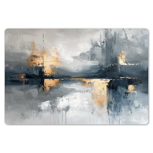 KitchenYeah© Platzsets Abwaschbar 6-Teilig 45x30 cm Tischsets Platzdeckchen rutschfeste Platzset Unterlage Tisch Set Esstisch Modern Placemats Abstrakt - Malerei - Kunst - Gold von KitchenYeah