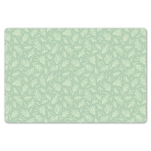 KitchenYeah© Platzsets Abwaschbar 6-Teilig 45x30 cm Tischsets Platzdeckchen rutschfeste Platzset Unterlage Tisch Set Esstisch Modern Placemats Blätter - Pflanzen - Grün - Kind - Muster von KitchenYeah