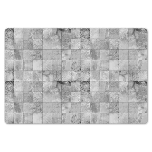 KitchenYeah© Platzsets Abwaschbar 6-Teilig 45x30 cm Tischsets Platzdeckchen rutschfeste Platzset Unterlage Tisch Set Esstisch Modern Placemats Design - Grau - Weiß - Texturen - Fliesen von KitchenYeah