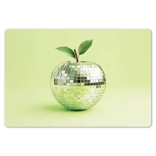 KitchenYeah© Platzsets Abwaschbar 6-Teilig 45x30 cm Tischsets Platzdeckchen rutschfeste Platzset Unterlage Tisch Set Esstisch Modern Placemats Grün - Disco - Dekoration - Apfel von KitchenYeah