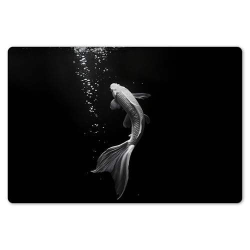 KitchenYeah© Platzsets Abwaschbar 6-Teilig 45x30 cm Tischsets Platzdeckchen rutschfeste Platzset Unterlage Tisch Set Esstisch Modern Placemats Koi - Fisch - Weiß - Schwarz von KitchenYeah