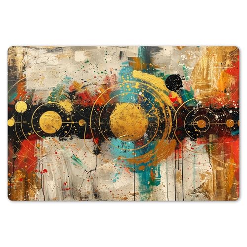 KitchenYeah© Platzsets Abwaschbar 6-Teilig 45x30 cm Tischsets Platzdeckchen rutschfeste Platzset Unterlage Tisch Set Esstisch Modern Placemats Kunst - Ästhetisch - Abstrakt - Gold von KitchenYeah