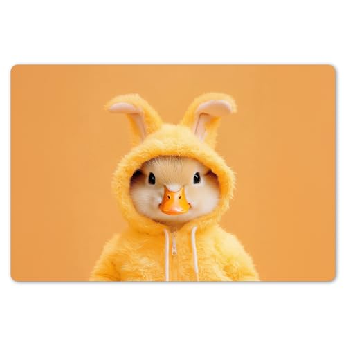 KitchenYeah© Platzsets Abwaschbar 6-Teilig 45x30 cm Tischsets Platzdeckchen rutschfeste Platzset Unterlage Tisch Set Esstisch Modern Placemats Osterhase - Kostüm - Ente von KitchenYeah